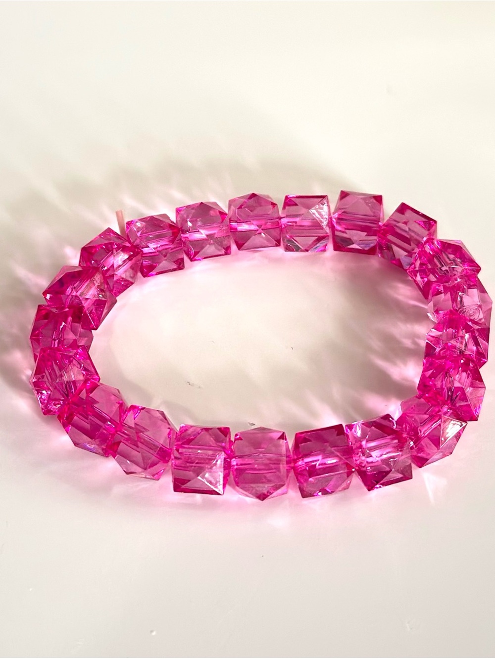 Pink Crystal Faceted Stretch Bracelet Women Jewelry Plastic